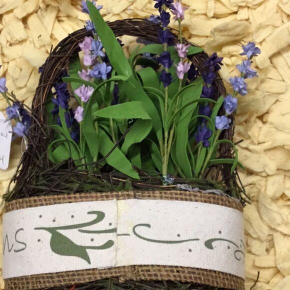 Pink, purple floral in basket - Picture 2 of 2